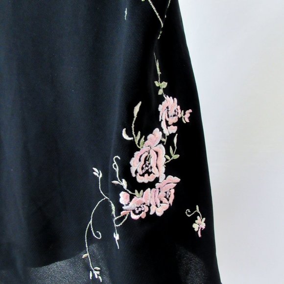 Vintage 90s OSCAR DE LA RENTA Black Floral Tank Top Pink Label Lingerie Top-L - Picture 4 of 9